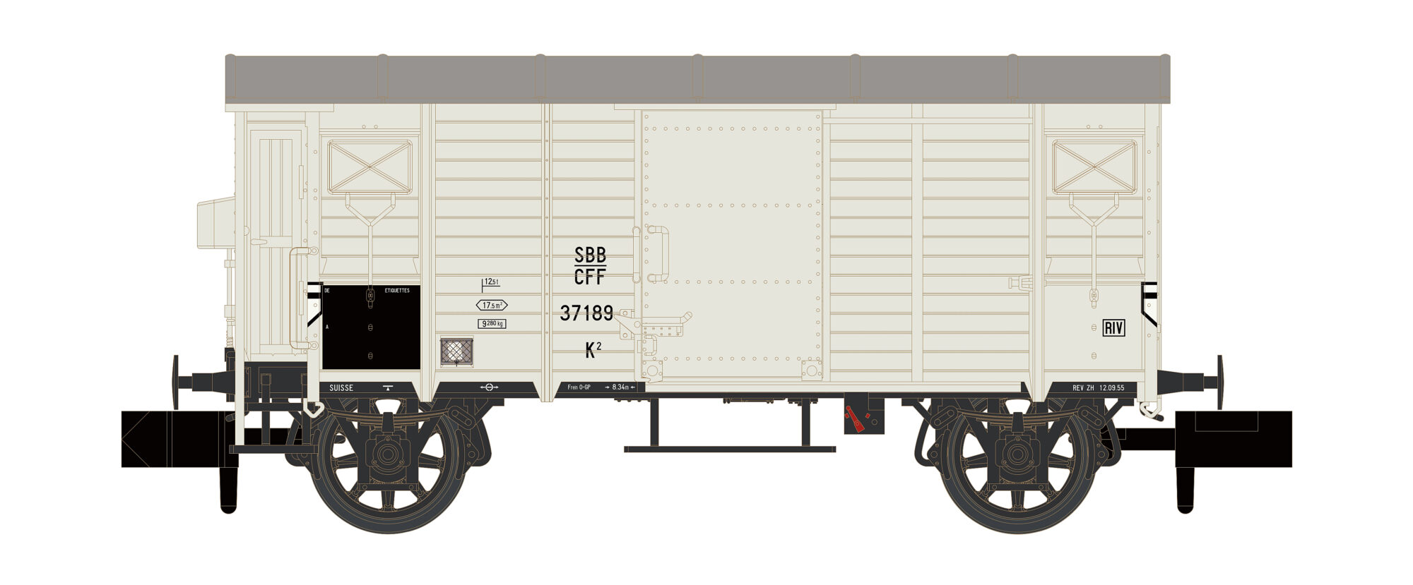 Hobbytrain H24206 SBB gedeckter Güterwagen  weiss  Ep. III